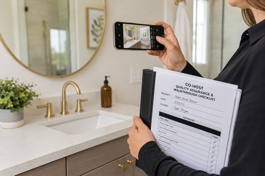 Co-host property walkthrough after vacation rental cleaning