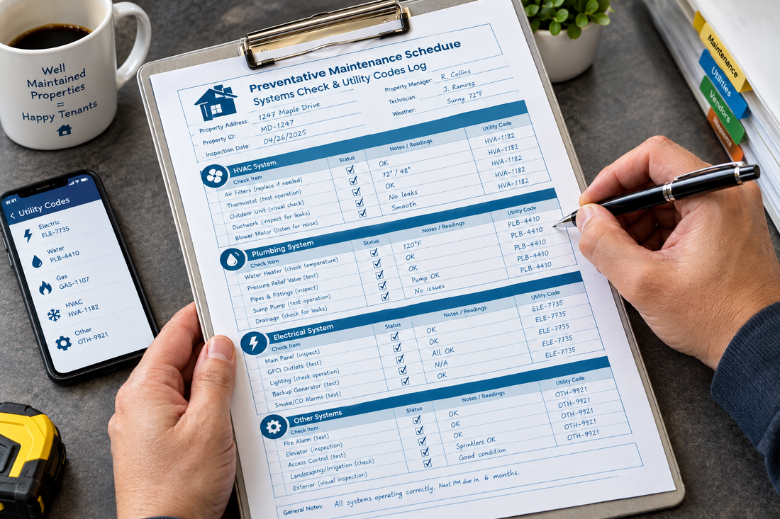 Preventive maintenance schedule used inside a rental property