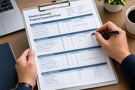 Landlord using a routine rental property inspection checklist