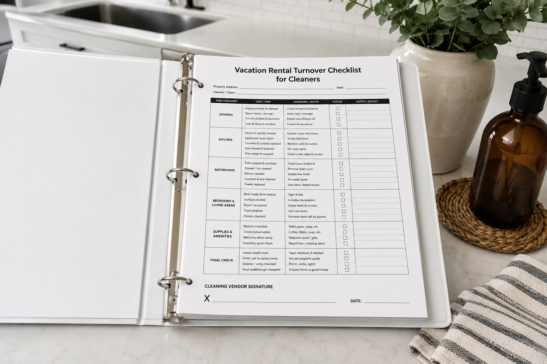 Vacation rental turnover checklist for professional cleaners