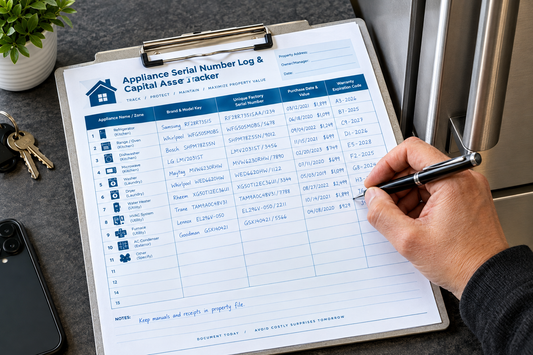 Appliance serial number log for a rental property