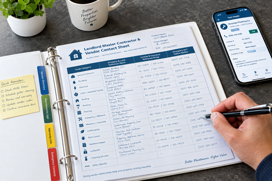 Property manager updating a landlord contractor and vendor directory