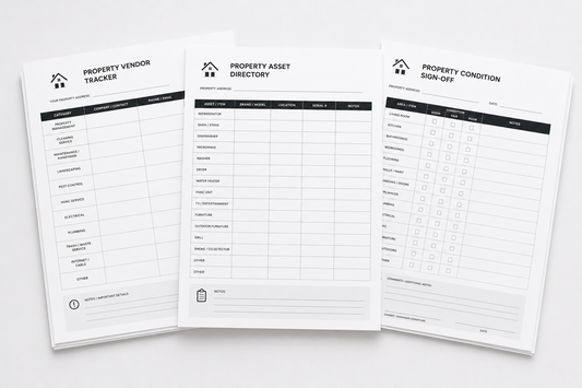 Property management binder and fillable landlord records used for lease summaries