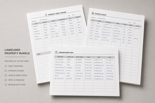 Printable landlord workbook and financial records prepared by a first-time landlord