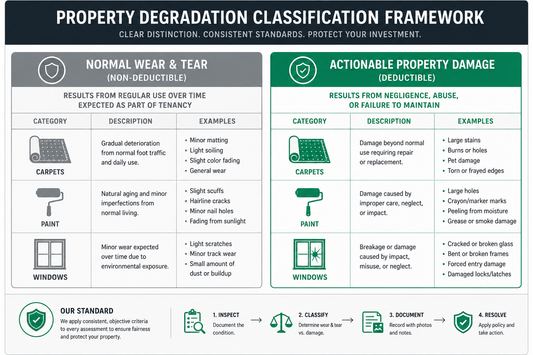 Diagram illustrating rental condition review during the landlord move-out process