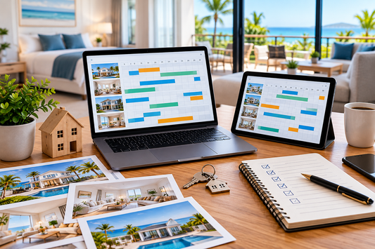 Airbnb channel manager syncing booking calendars across vacation rental listings