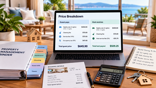 Airbnb price breakdown showing guest total fees taxes and host payout
