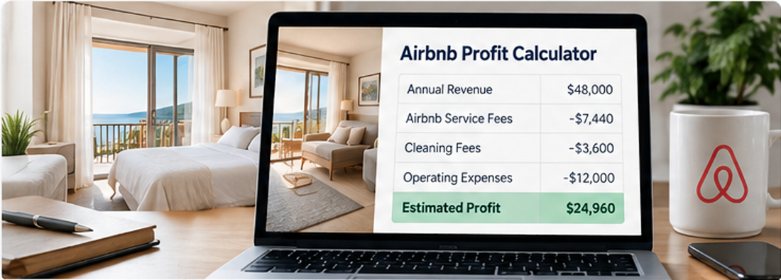 Airbnb profit calculator with revenue platform fees cleaning costs operating expenses and estimated profit