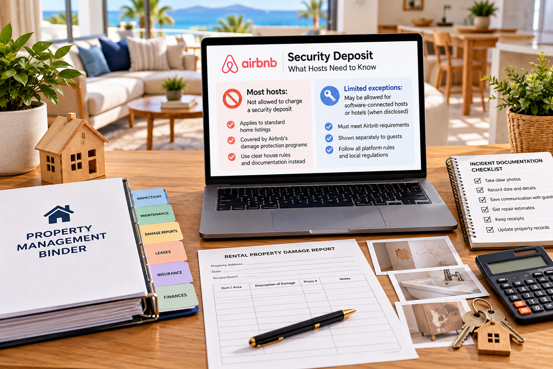 Airbnb security deposit guidance with damage documentation and property records