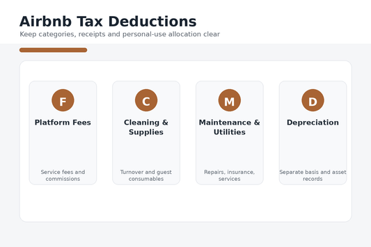Airbnb tax deductions with platform fees cleaning supplies maintenance utilities and depreciation records