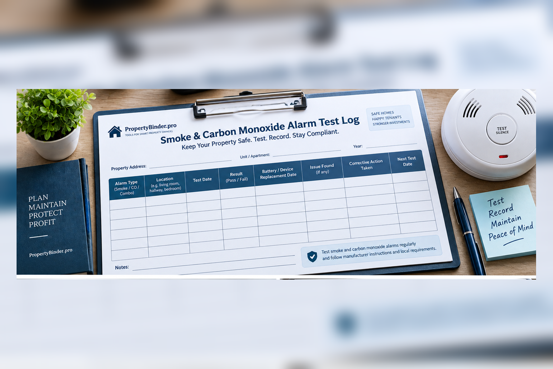 Smoke and carbon monoxide alarm test log