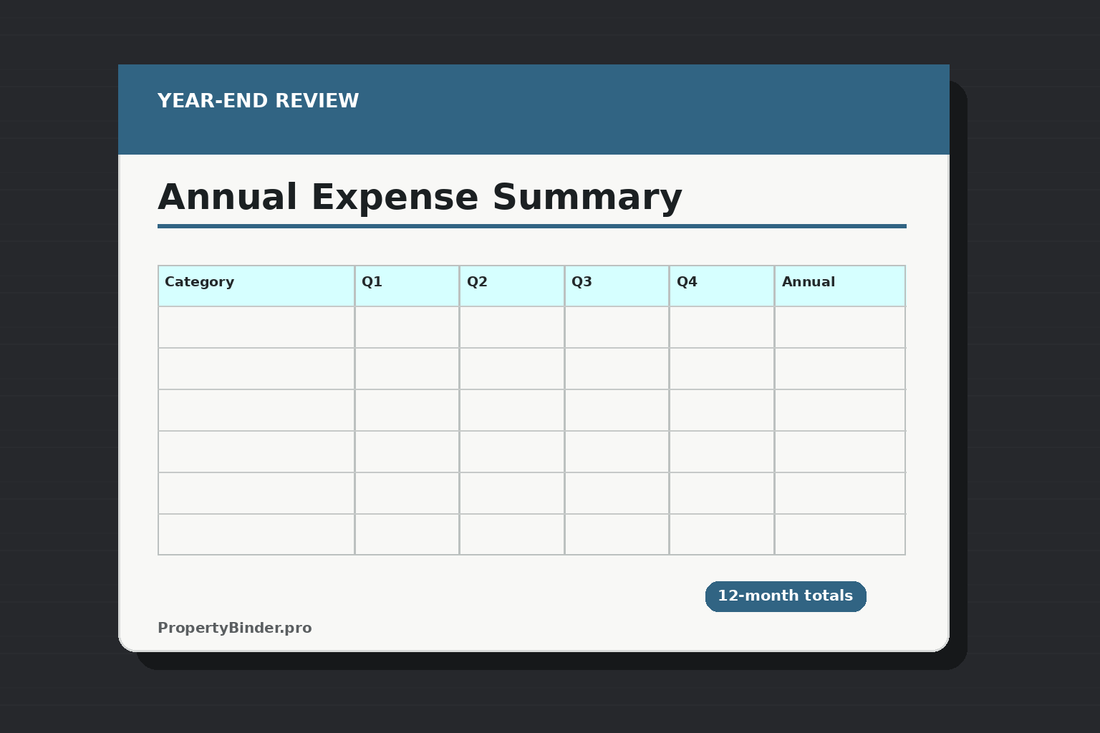 Rental property annual expense summary worksheet