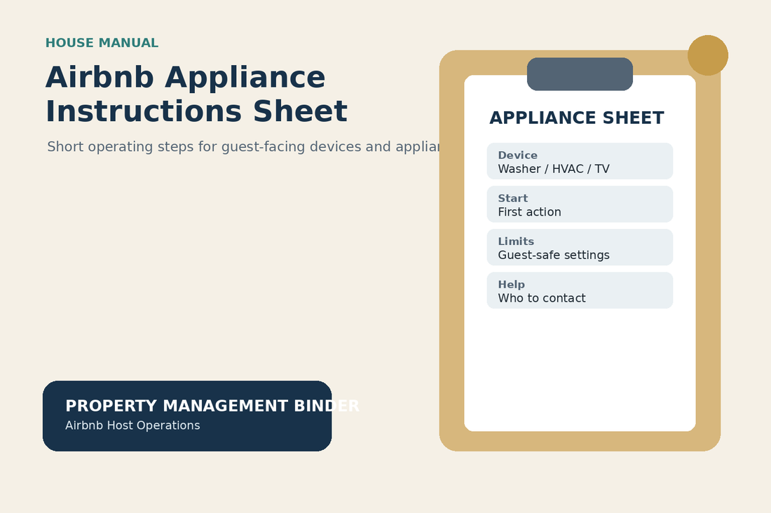 Airbnb appliance instructions sheet