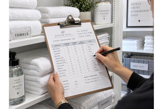 Airbnb linen and towel inventory log during turnover