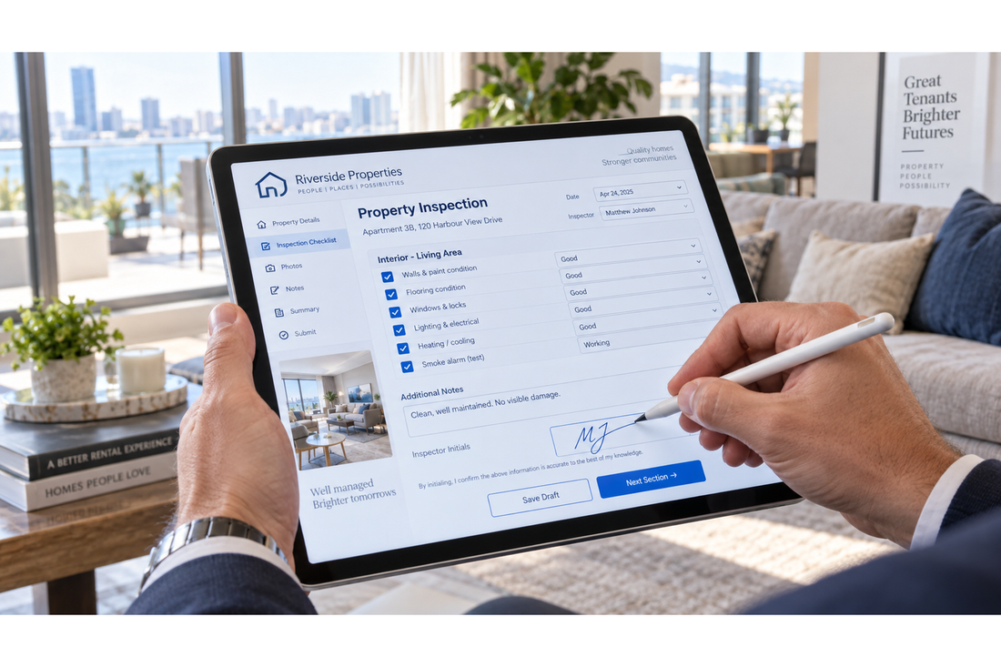 Apartment condition report completed during a move-in inspection