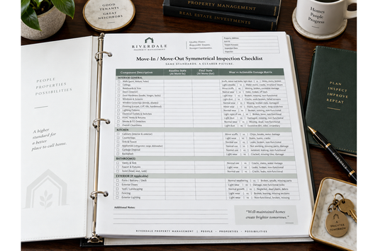 Landlord inspection workbook used during a final rent-ready walkthrough