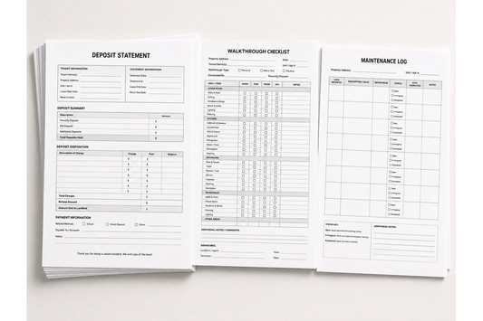 Landlord property workbook organized as part of a rental property file system