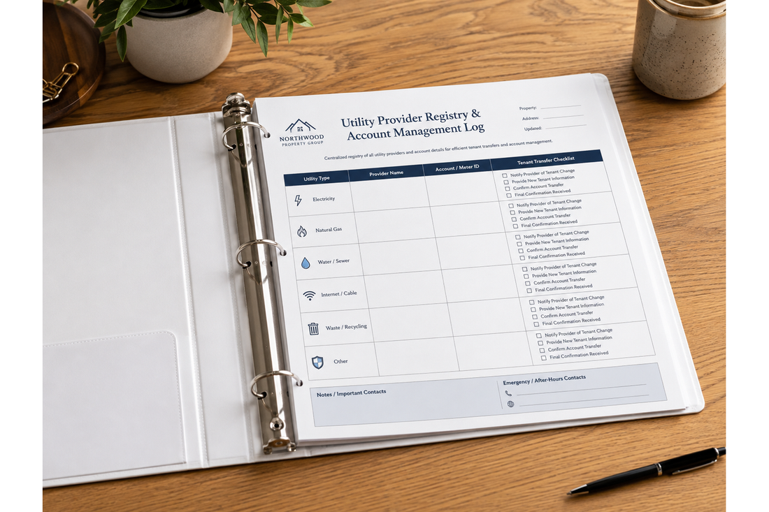 Rental utility provider information log for landlords
