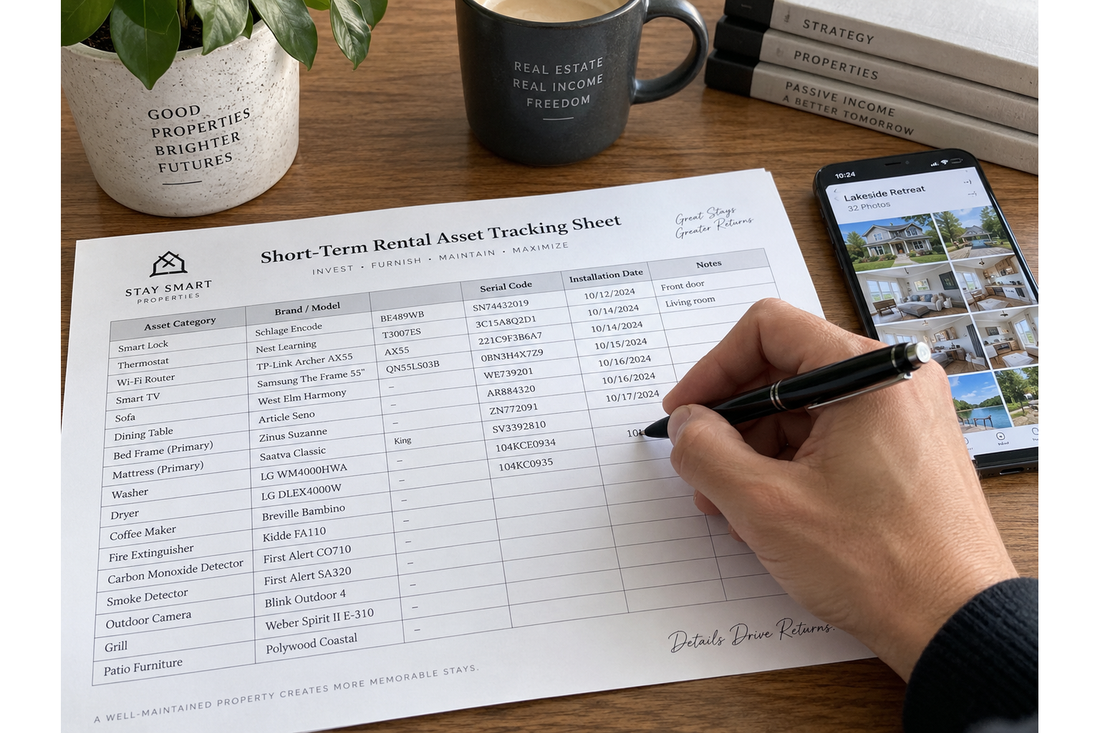 Vacation rental property asset record tracker