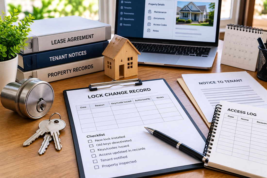 Landlord lock change documentation with tenant notice and access log