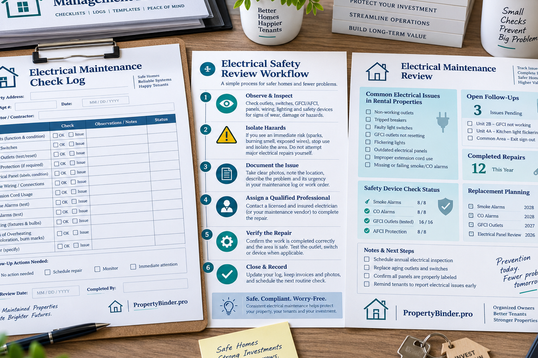 Electrical maintenance check log for rental properties