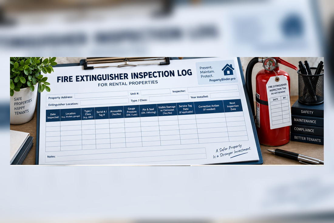 Fire extinguisher inspection log for rental properties