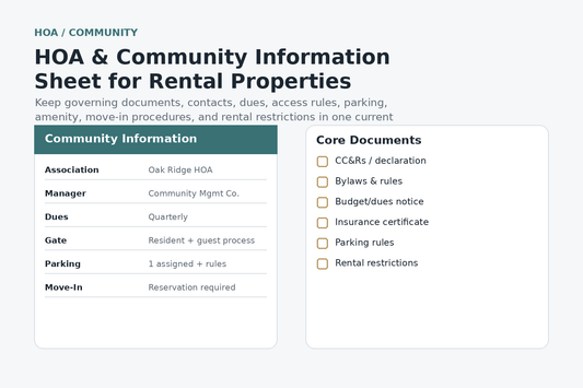 HOA and community information sheet for rental properties