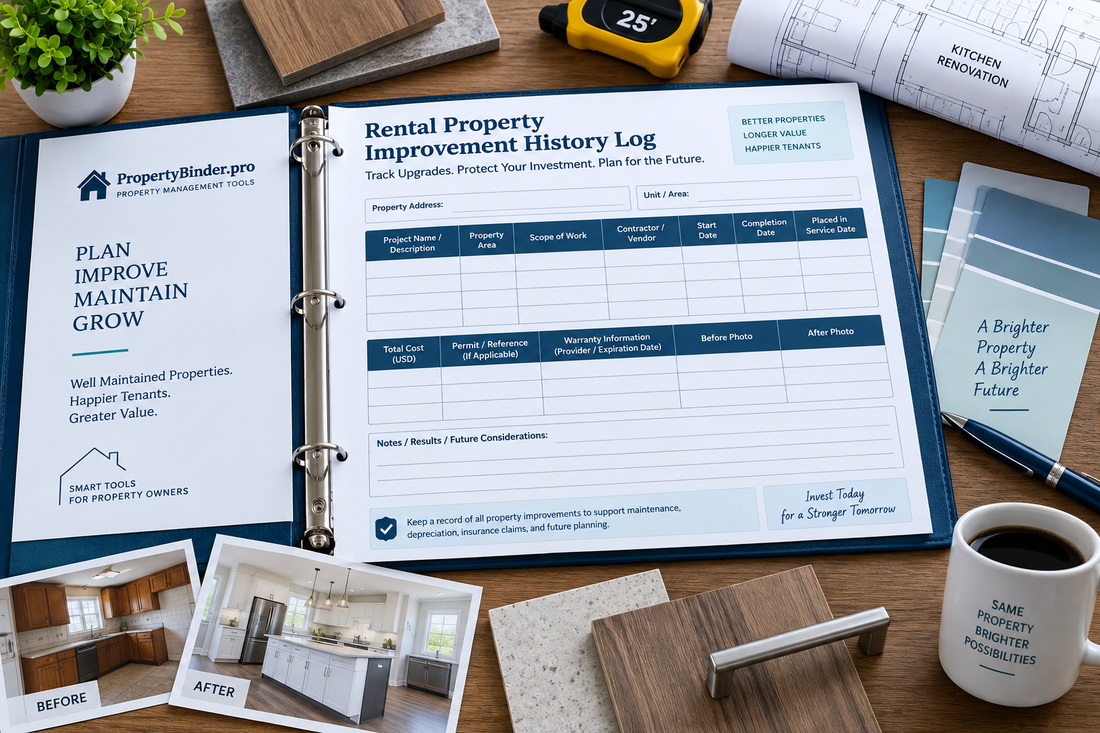 Rental property improvement history log