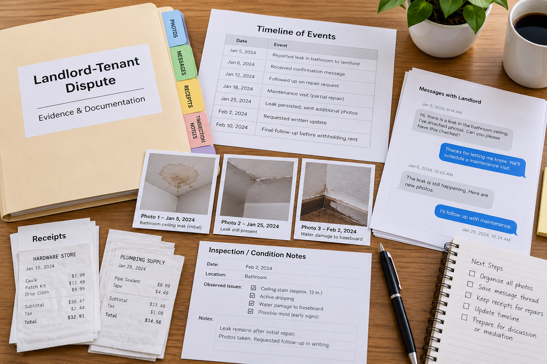 Landlord tenant dispute documentation checklist