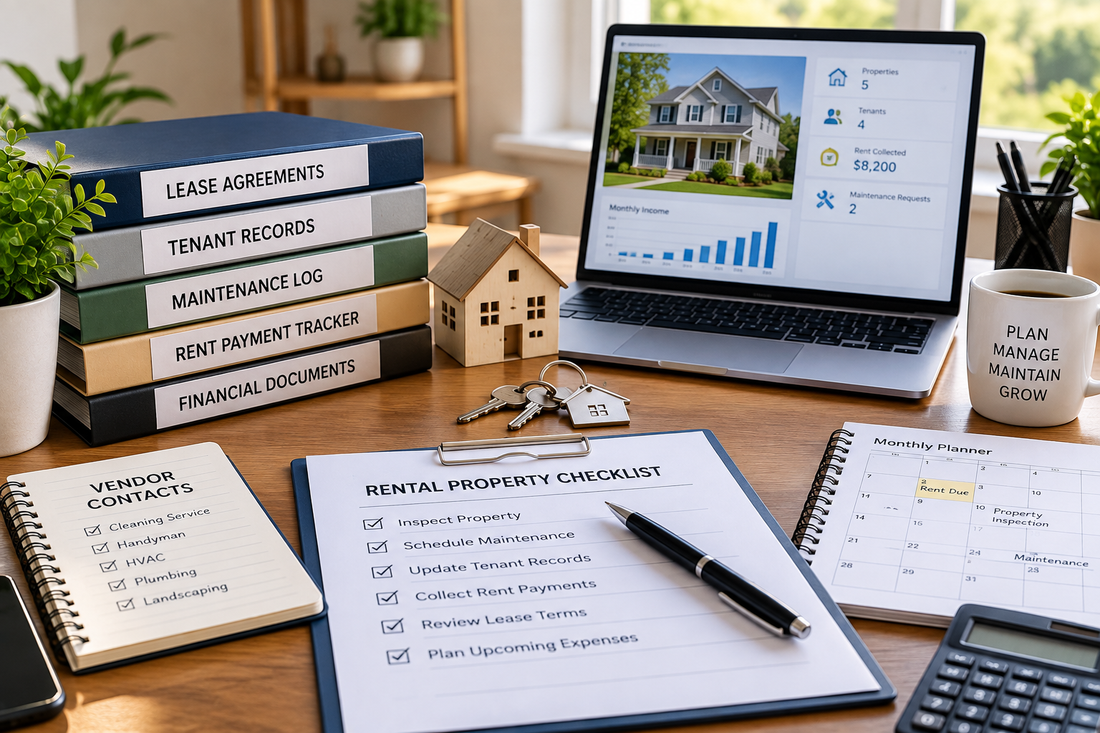 First-time landlord property management checklist and organized rental records
