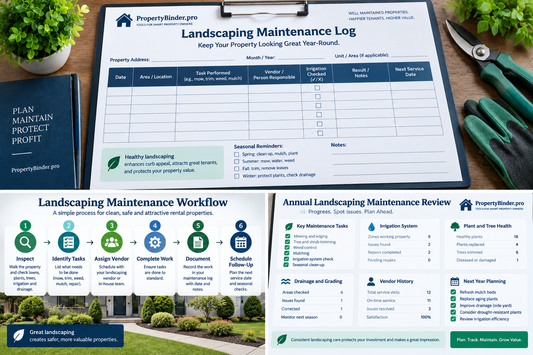 Landscaping maintenance log for rental properties
