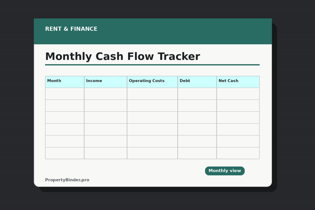 Monthly rental property cash flow tracker worksheet