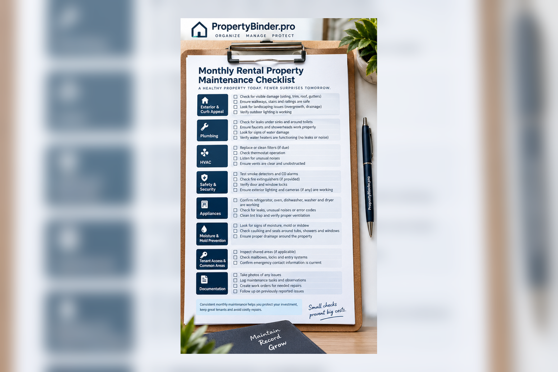 Monthly rental property maintenance checklist