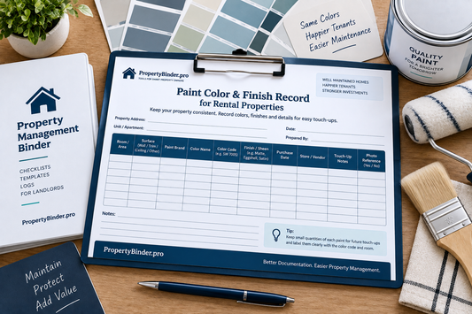 Paint color and finish record for rental properties
