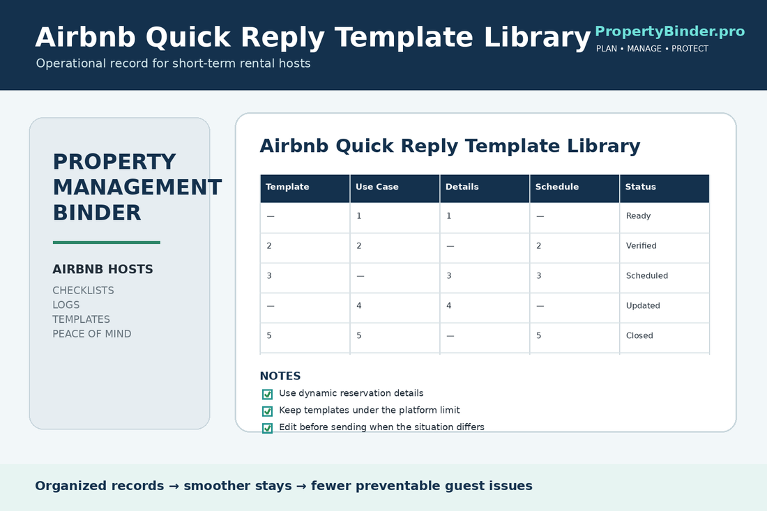 Airbnb quick reply template library