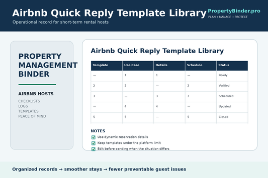 Airbnb quick reply template library