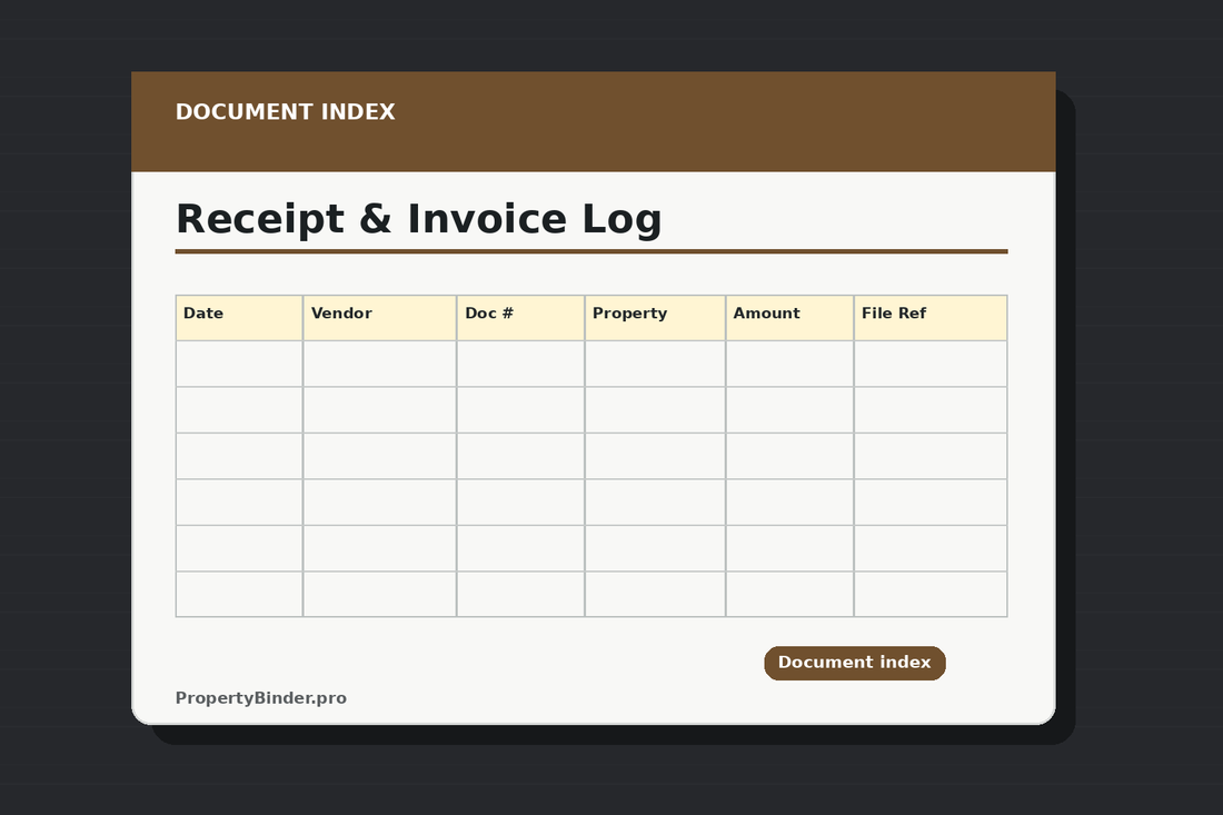 Landlord receipt and invoice log worksheet