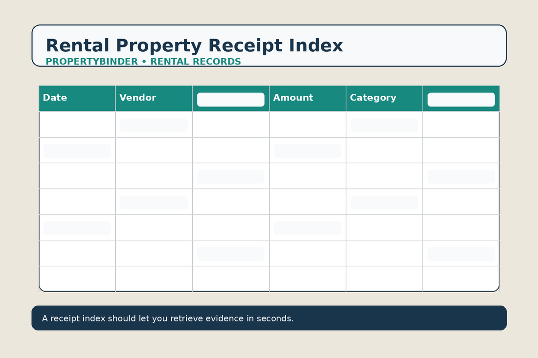 Rental property receipt index worksheet