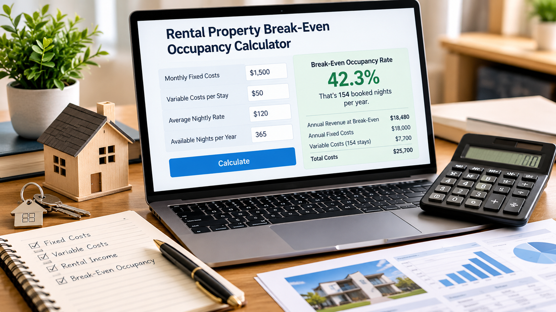 Rental property break-even occupancy calculator with fixed costs nightly rate and required booked nights