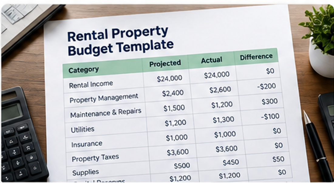Rental property budget template with projected income operating expenses repairs and reserves
