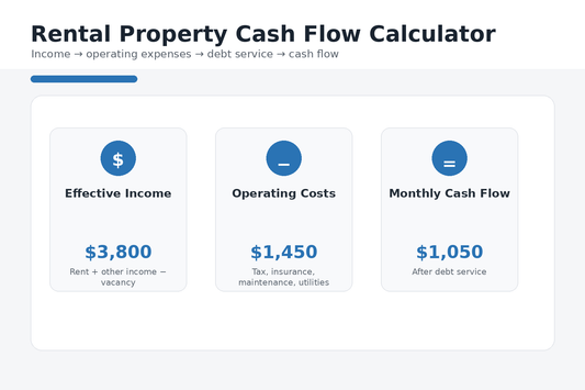 Rental property cash flow calculator with income operating expenses debt service and monthly cash flow