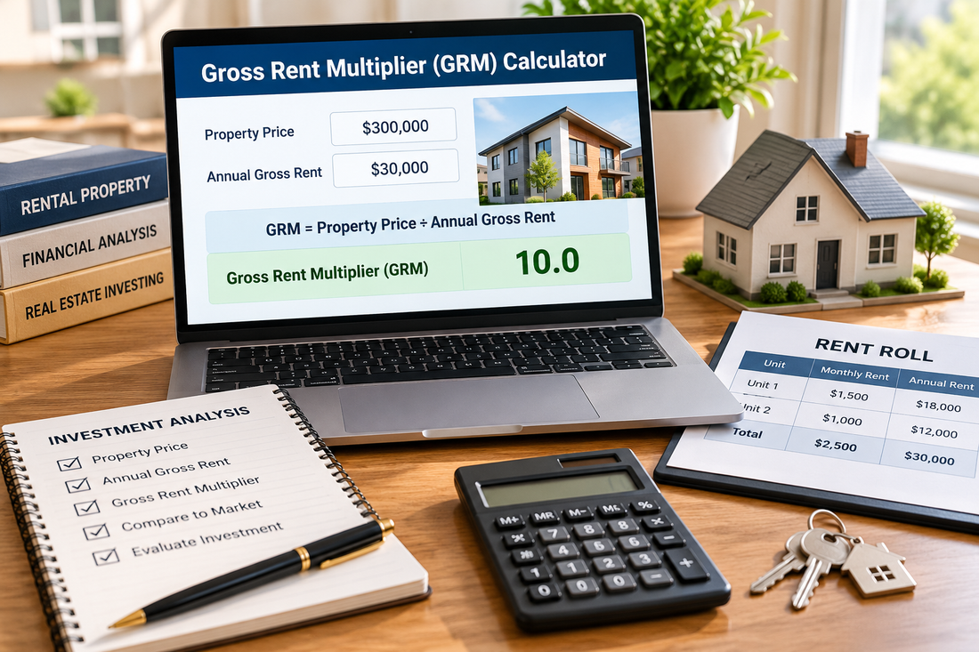 Rental property gross rent multiplier calculator using property price and annual gross rent