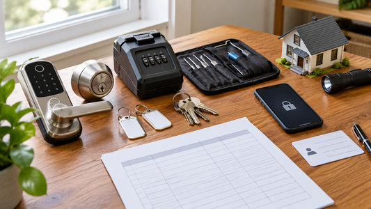Rental property emergency access setup with locks keys lockbox and backup entry tools