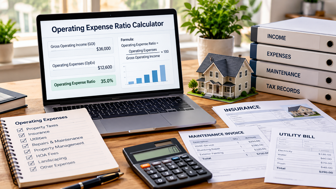 Rental property operating expense ratio calculator with gross operating income and operating expenses