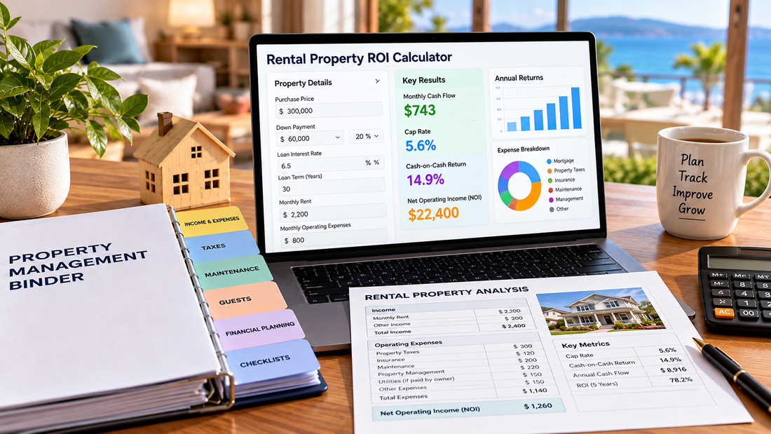 Rental property ROI calculator with cash flow cap rate cash-on-cash return and operating expenses