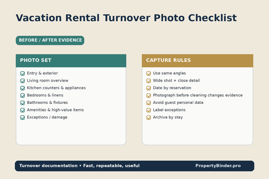 Vacation rental turnover photo checklist