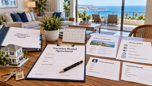 Vacation rental agreement with guest information house rules payment record and property documents