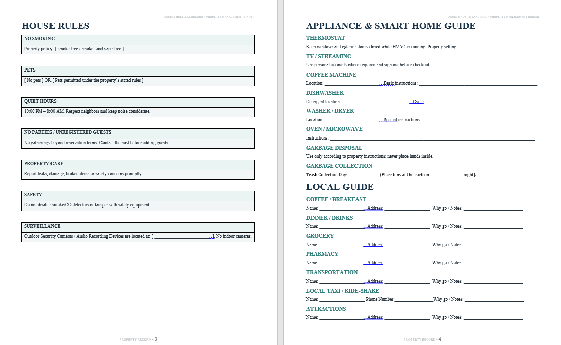 The Ultimate Landlord & Airbnb Host Success Bundle | Editable Property Welcome Book & Move-In/Move-Out Inspection Checklist Printable PDFDigital product
