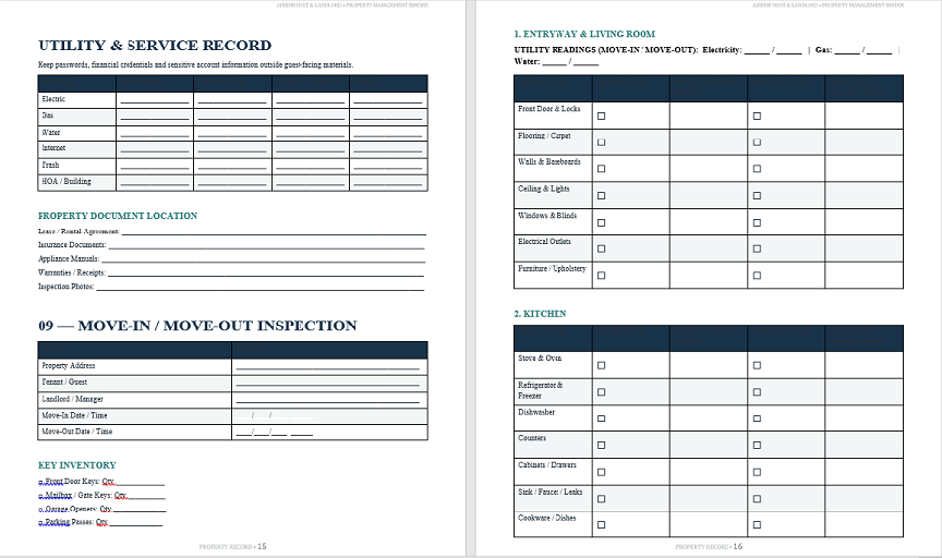 The Ultimate Landlord & Airbnb Host Success Bundle | Editable Property Welcome Book & Move-In/Move-Out Inspection Checklist Printable PDFDigital product